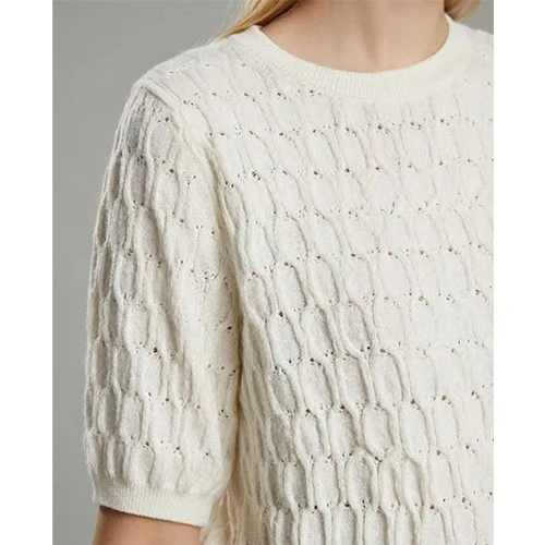 White Textured Knit Short Sleeve Top best